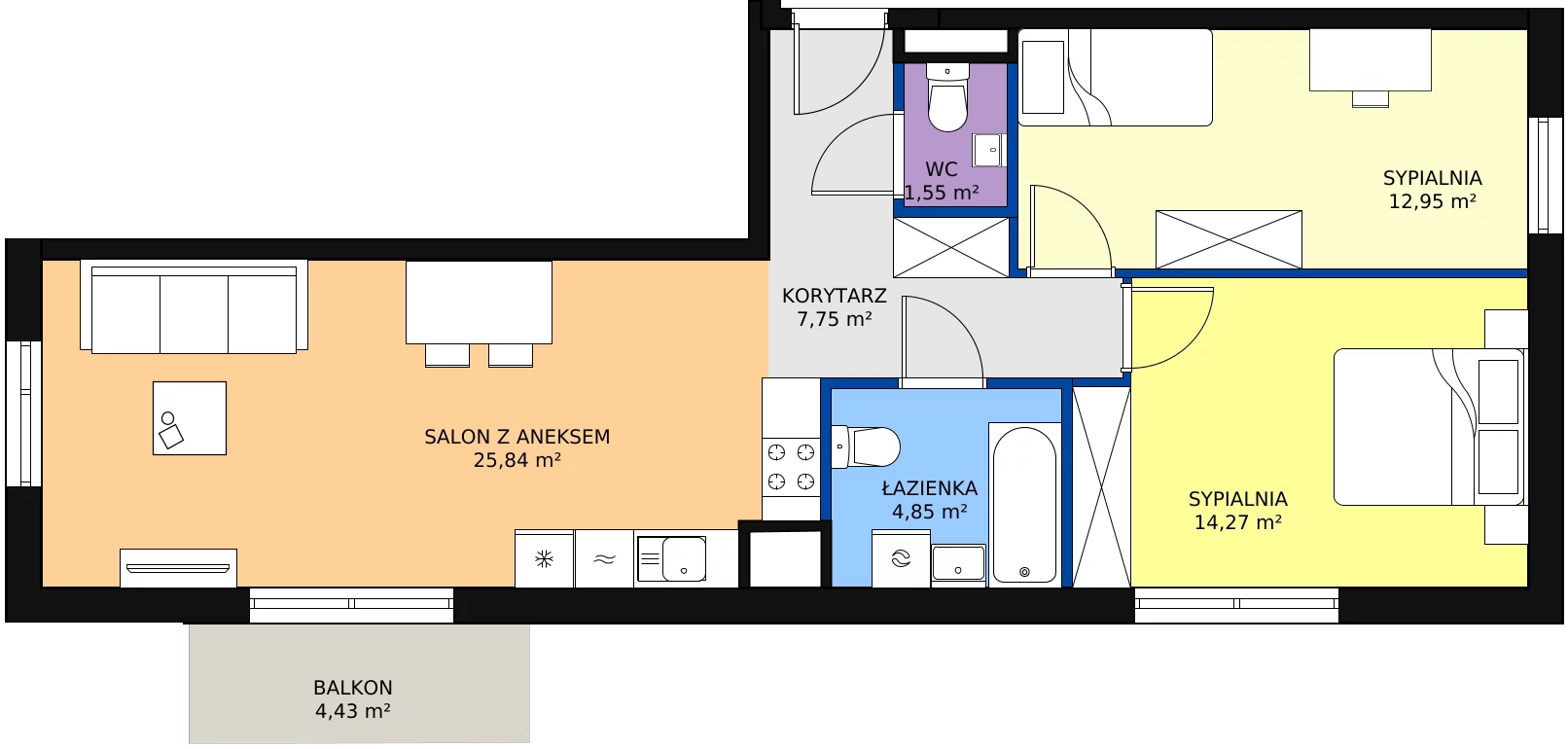 Zalety mieszkania 67.23 m², P9.04.5.140