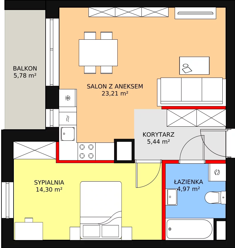 Mieszkanie 47,92 m², piętro 3, oferta nr A15, Niebieski Bursztyn, Reda, ul. Bosmańska