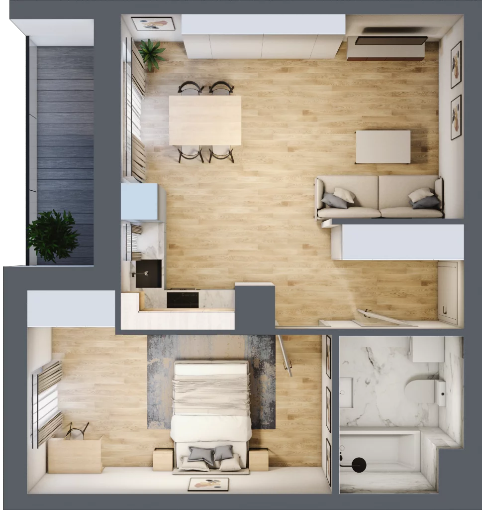 2 pokoje, mieszkanie 47,92 m², piętro 3, oferta nr A15, Niebieski Bursztyn, Reda, ul. Bosmańska
