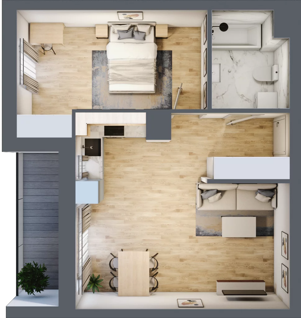 2 pokoje, mieszkanie 47,92 m², piętro 4, oferta nr A23, Niebieski Bursztyn, Reda, ul. Bosmańska