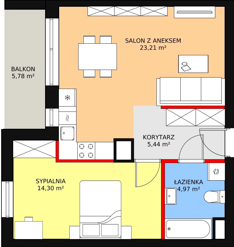 Mieszkanie 47,92 m², piętro 4, oferta nr A24, Niebieski Bursztyn, Reda, ul. Bosmańska