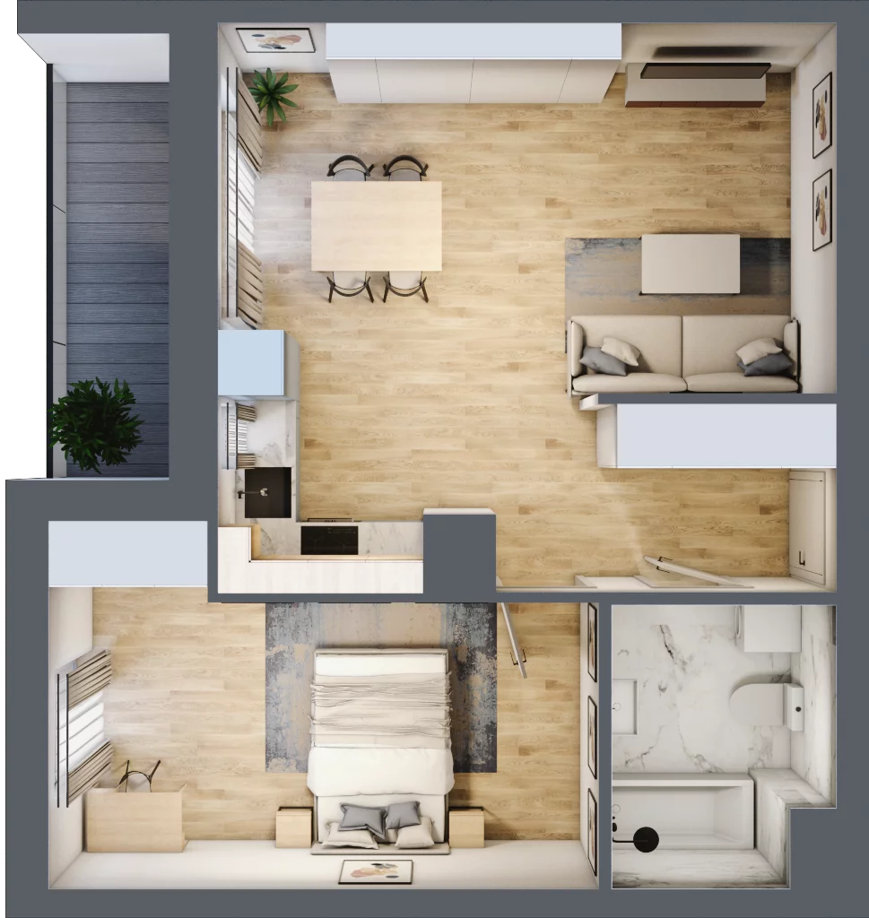 2 pokoje, mieszkanie 47,92 m², piętro 5, oferta nr A33, Niebieski Bursztyn, Reda, ul. Bosmańska