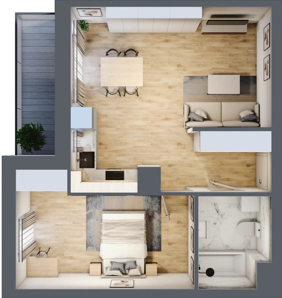 2 pokoje, mieszkanie 48,51 m², piętro 6, oferta nr A42, Niebieski Bursztyn, Reda, ul. Bosmańska