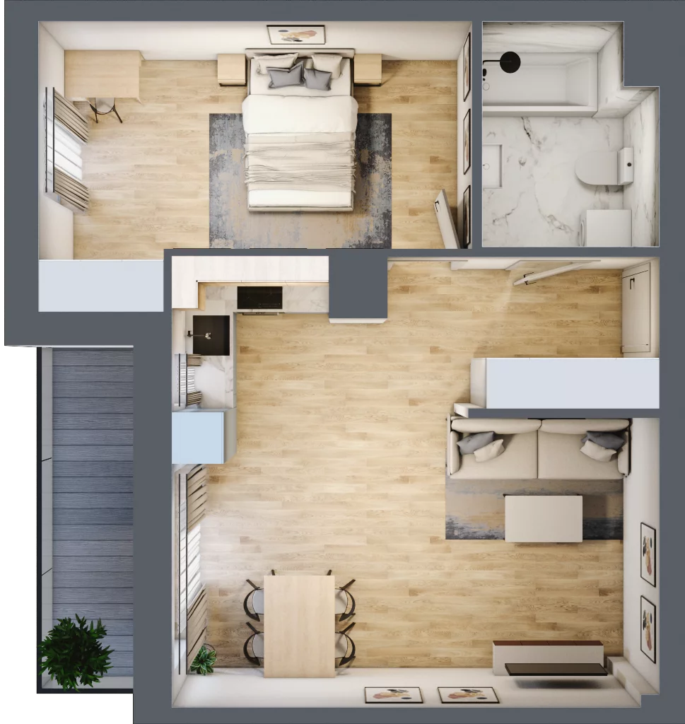 2 pokoje, mieszkanie 48,46 m², piętro 7, oferta nr A49, Niebieski Bursztyn, Reda, ul. Bosmańska