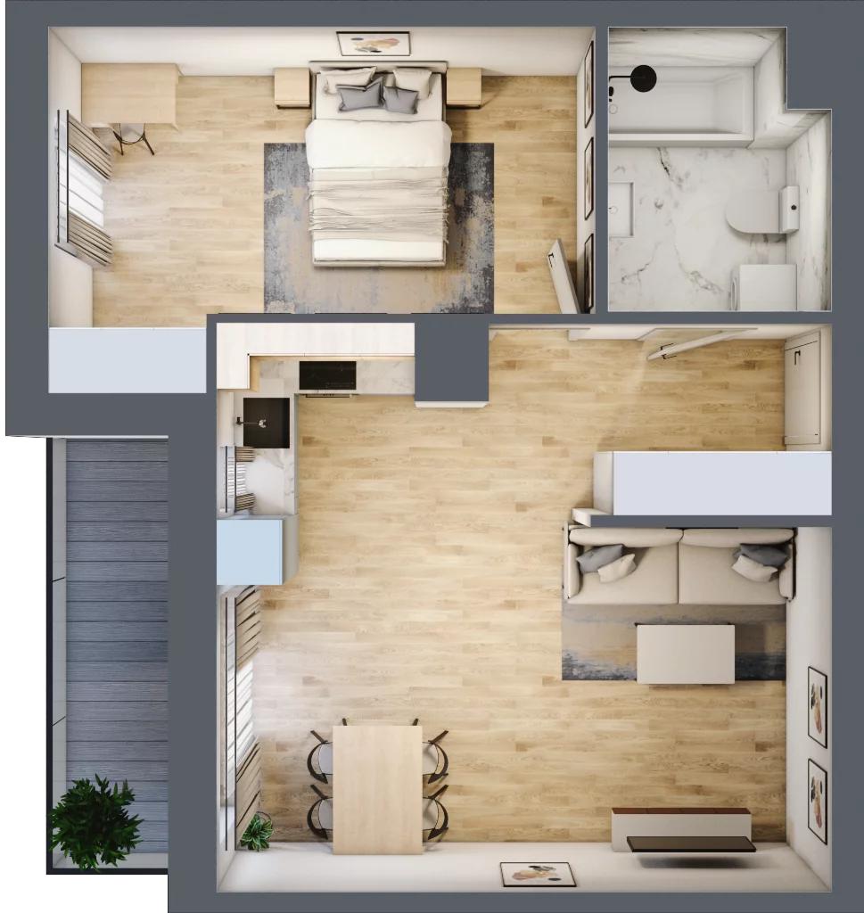 2 pokoje, mieszkanie 48,49 m², piętro 7, oferta nr A51, Niebieski Bursztyn, Reda, ul. Bosmańska
