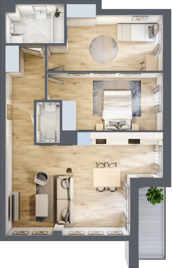 3 pokoje, mieszkanie 67,42 m², piętro 8, oferta nr A56, Niebieski Bursztyn, Reda, ul. Bosmańska