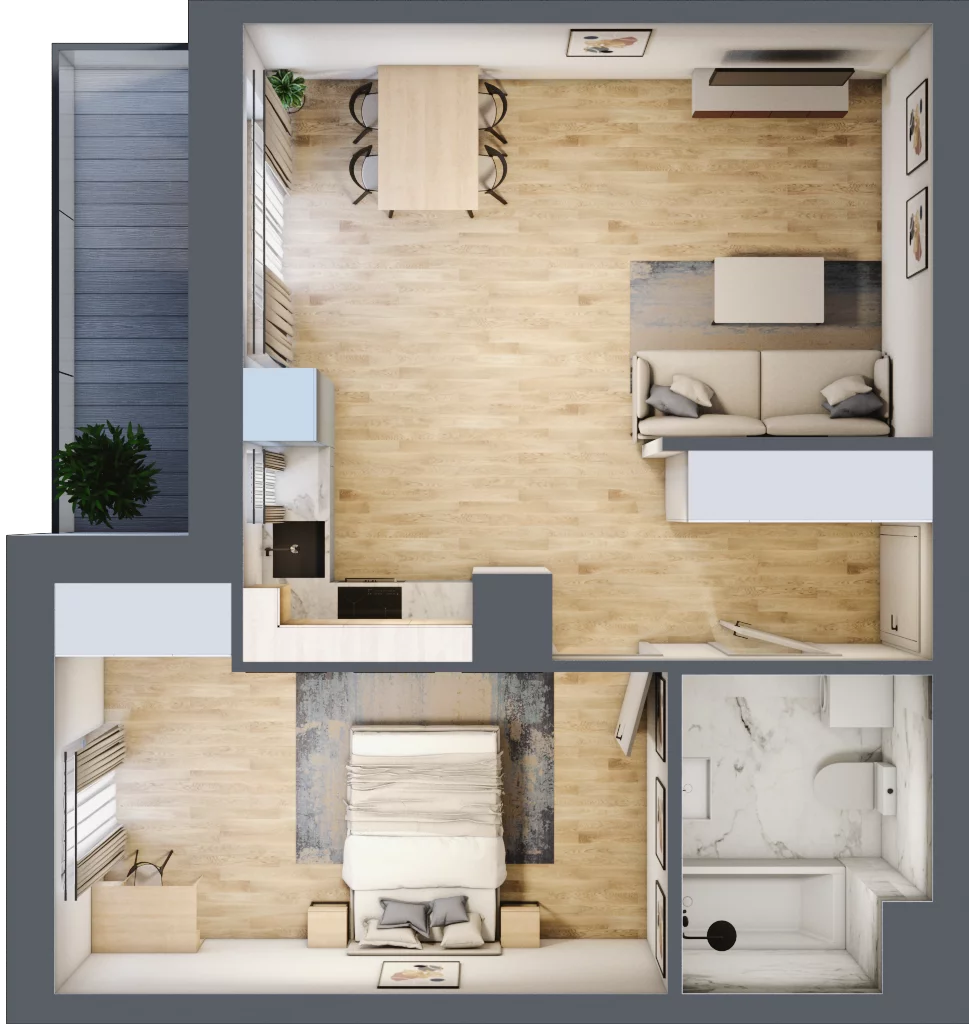 2 pokoje, mieszkanie 48,51 m², piętro 8, oferta nr A59, Niebieski Bursztyn, Reda, ul. Bosmańska