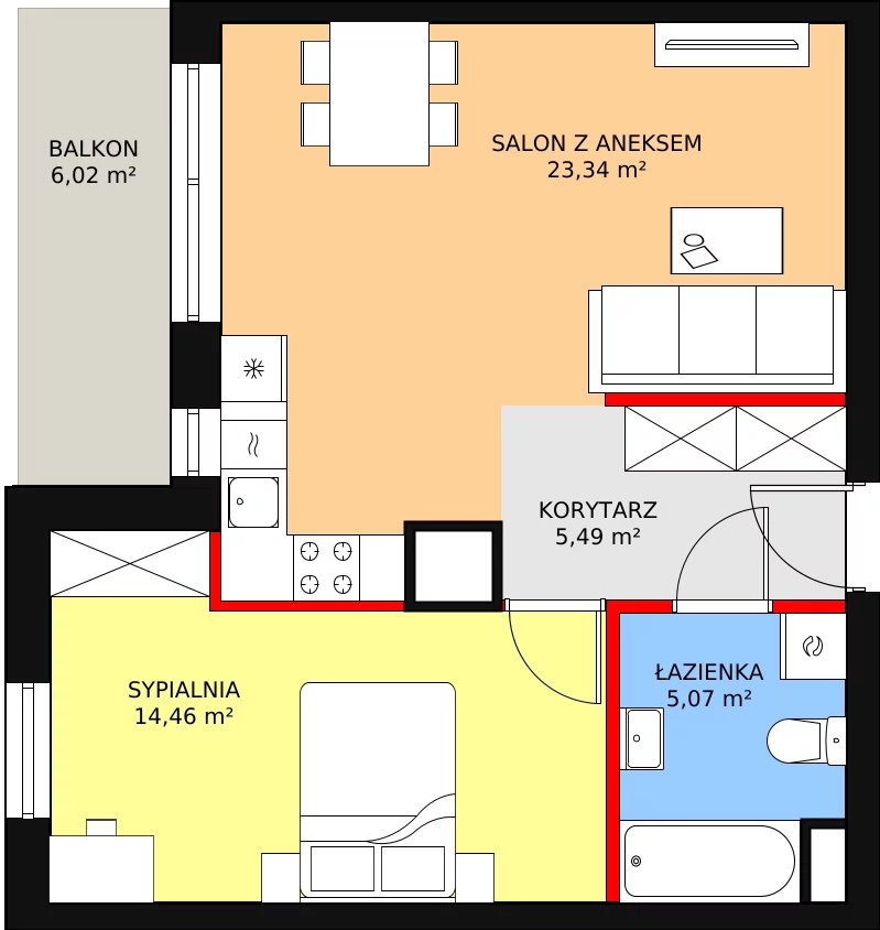 Mieszkanie 48,36 m², piętro 10, oferta nr A77, Niebieski Bursztyn, Reda, ul. Bosmańska