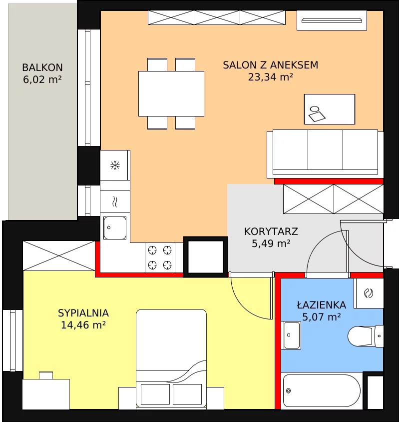 Mieszkanie 48,36 m², piętro 10, oferta nr A79, Niebieski Bursztyn, Reda, ul. Bosmańska