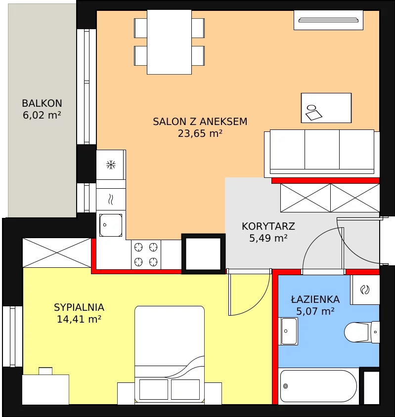 Mieszkanie 48,62 m², piętro 11, oferta nr A85, Niebieski Bursztyn, Reda, ul. Bosmańska