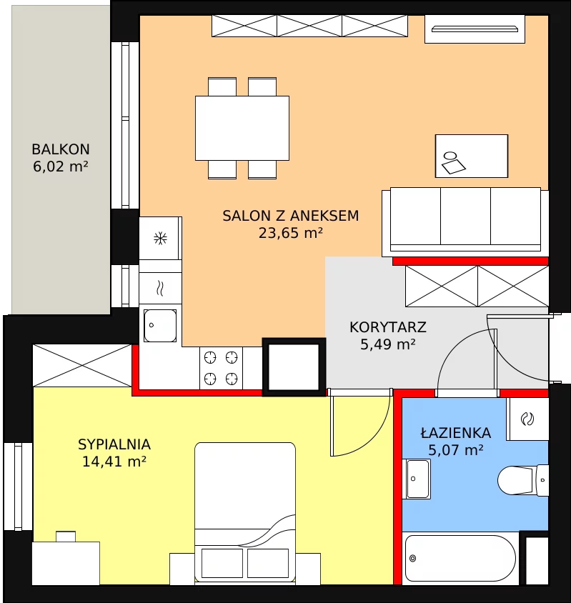 Mieszkanie 48,62 m², piętro 11, oferta nr A87, Niebieski Bursztyn, Reda, ul. Bosmańska