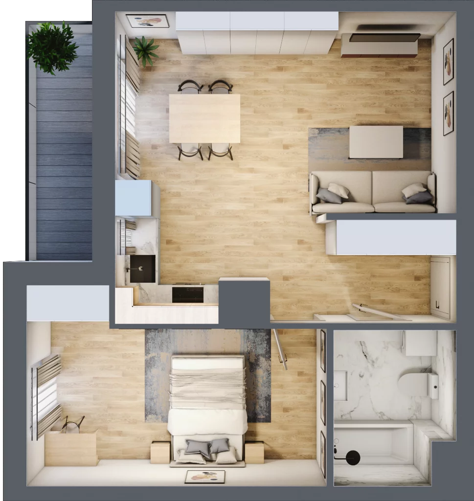 2 pokoje, mieszkanie 48,62 m², piętro 12, oferta nr A95, Niebieski Bursztyn, Reda, ul. Bosmańska