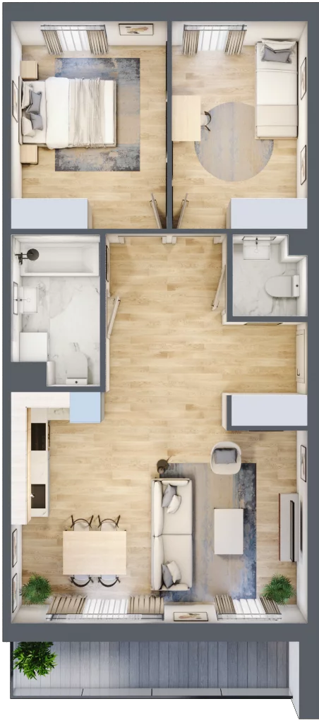 3 pokoje, mieszkanie 65,34 m², piętro 4, oferta nr D12, Niebieski Bursztyn, Reda, ul. Bosmańska