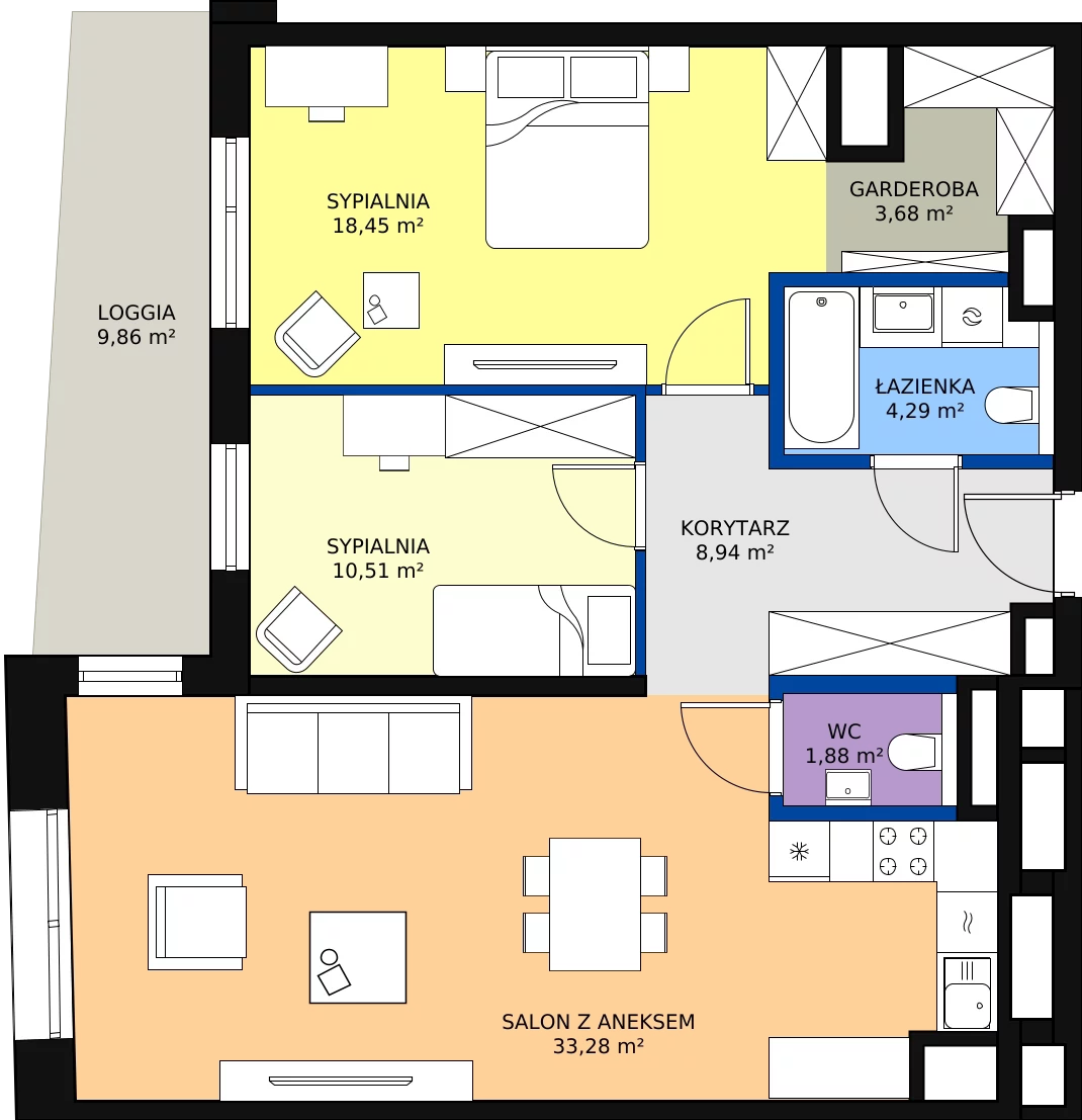 Zalety apartamentu 81.03 m², A-13-164A