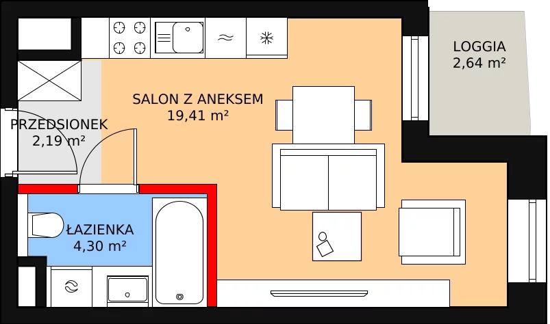 Mieszkanie 25,90 m², piętro 3, oferta nr A-03-41A, ATAL Olimpijska, Katowice, Bogucice, ul. Olimpijska / al. Korfantego