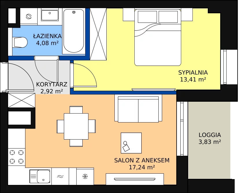 Zalety apartamentu 37.66 m², A-04-43A