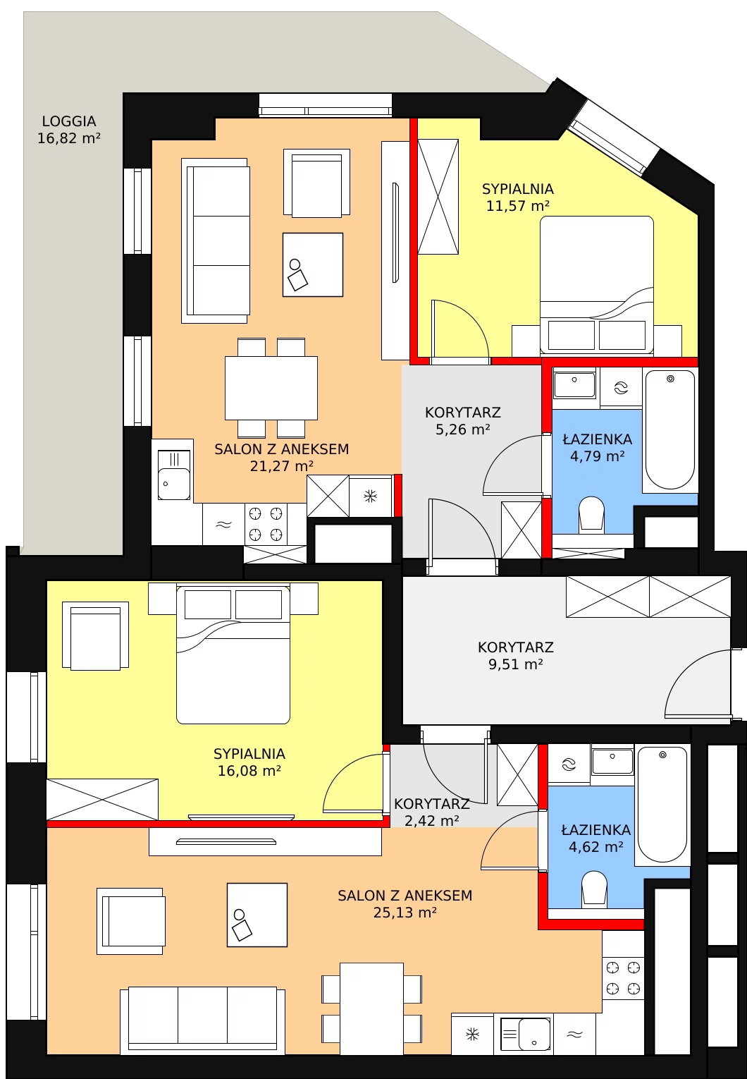 4 pokoje, apartament 100,65 m², piętro 10, oferta nr B-10-79B, ATAL Olimpijska, Katowice, Bogucice, ul. Olimpijska / al. Korfantego