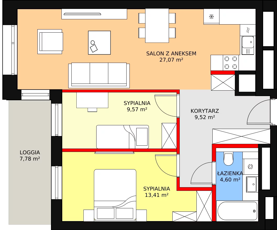 Mieszkanie 64,17 m², piętro 3, oferta nr B-03-20B, ATAL Olimpijska, Katowice, Bogucice, ul. Olimpijska / al. Korfantego