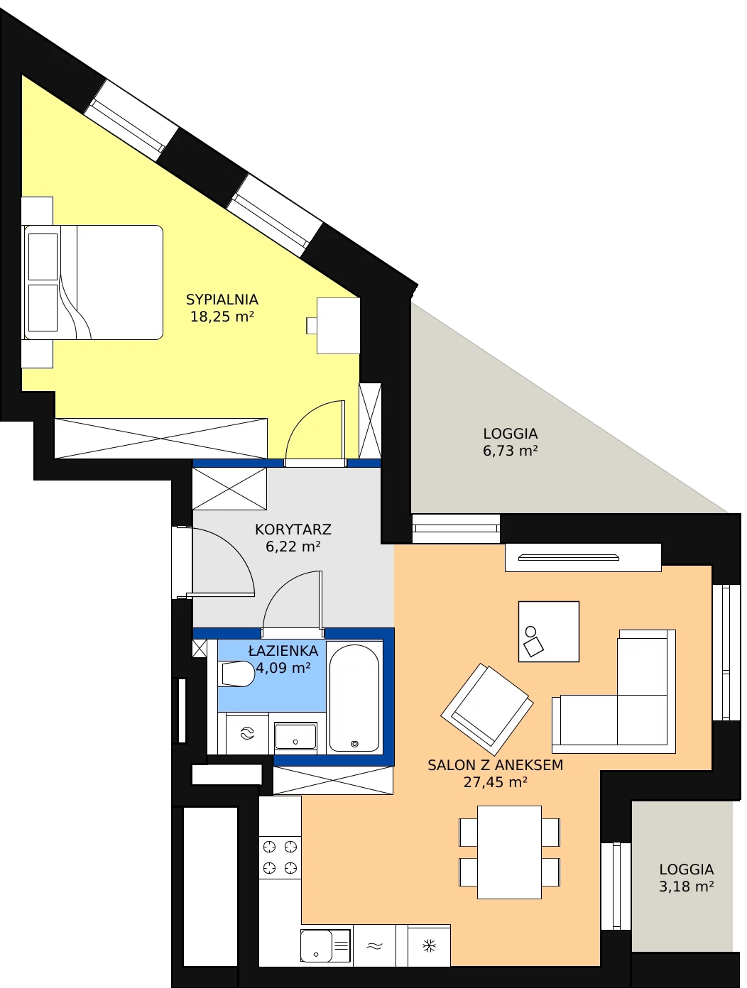 Zalety apartamentu 56.01 m², B-09-72B