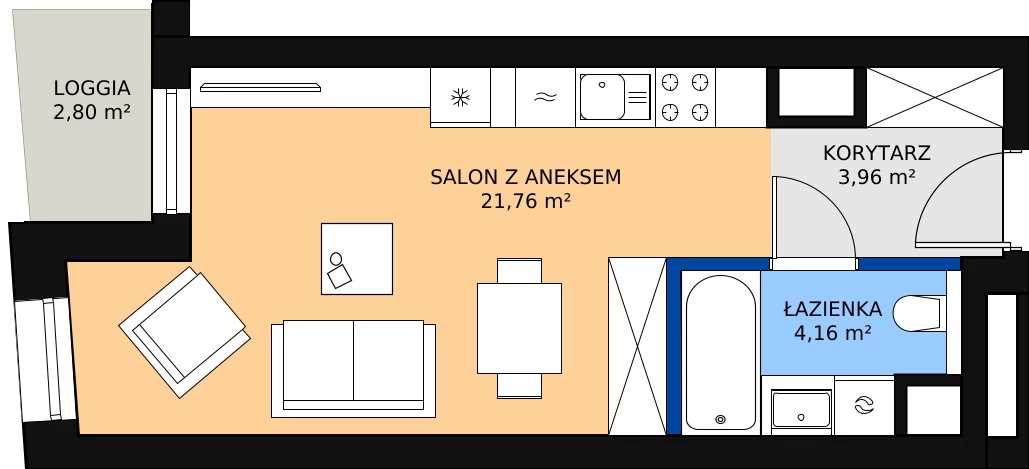 1 pokój, apartament 29,88 m², piętro 2, oferta nr C-02-10C, ATAL Olimpijska, Katowice, Bogucice, ul. Olimpijska / al. Korfantego