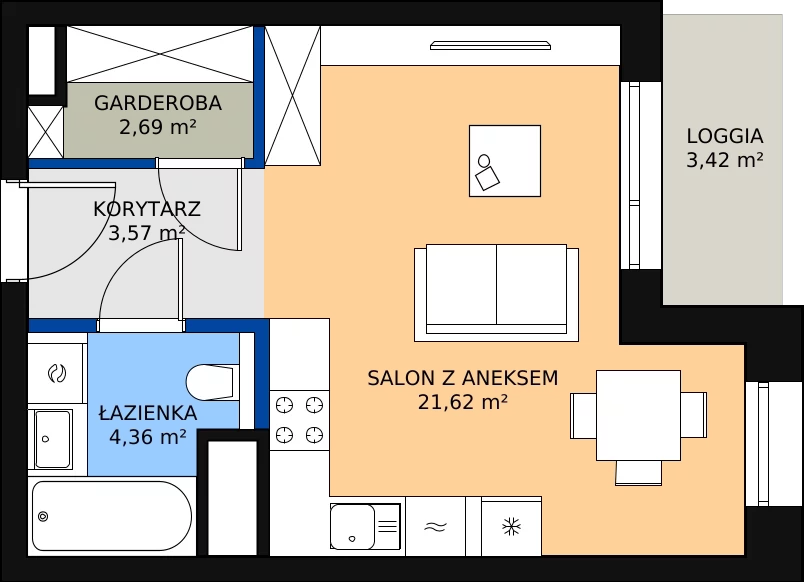 Zalety apartamentu 32.24 m², C-05-46C