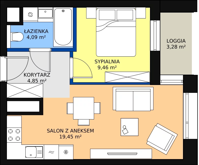 Zalety apartamentu 37.85 m², C-14-165C
