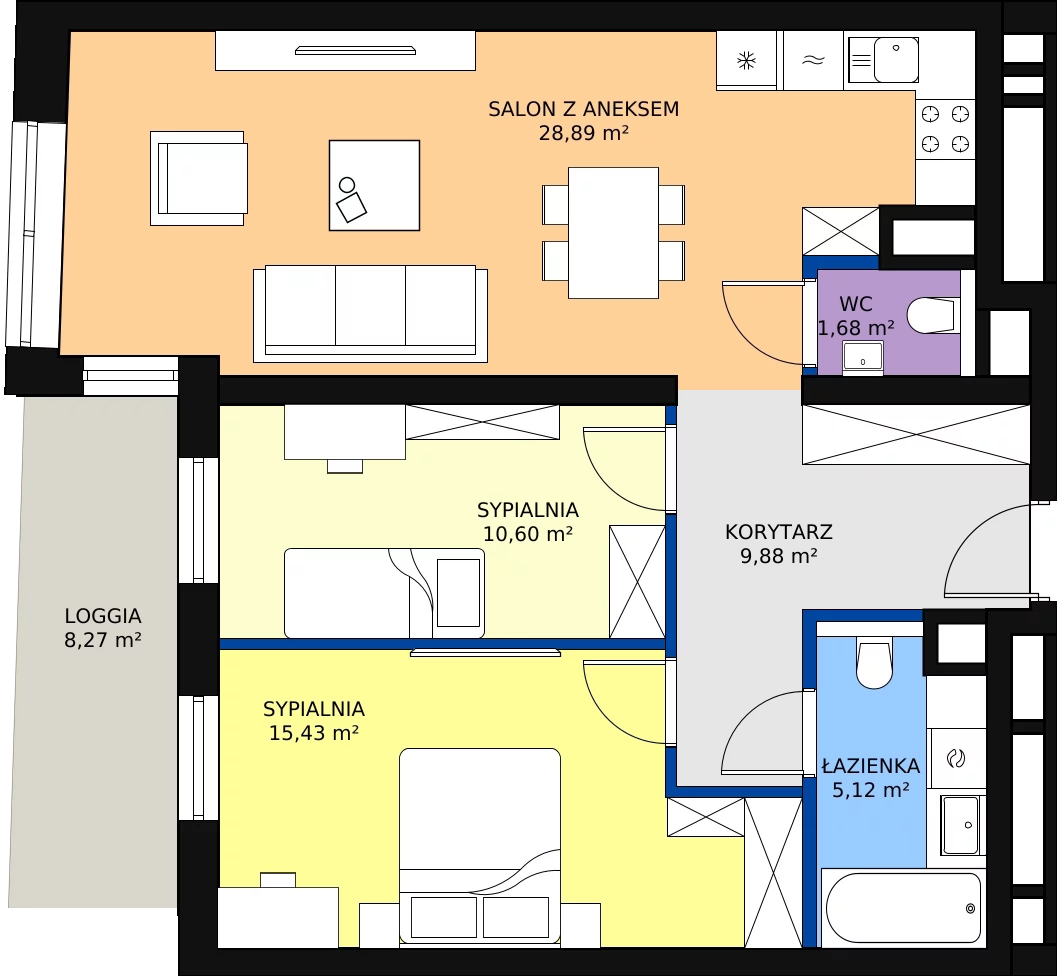 Zalety apartamentu 71.6 m², C-04-39C