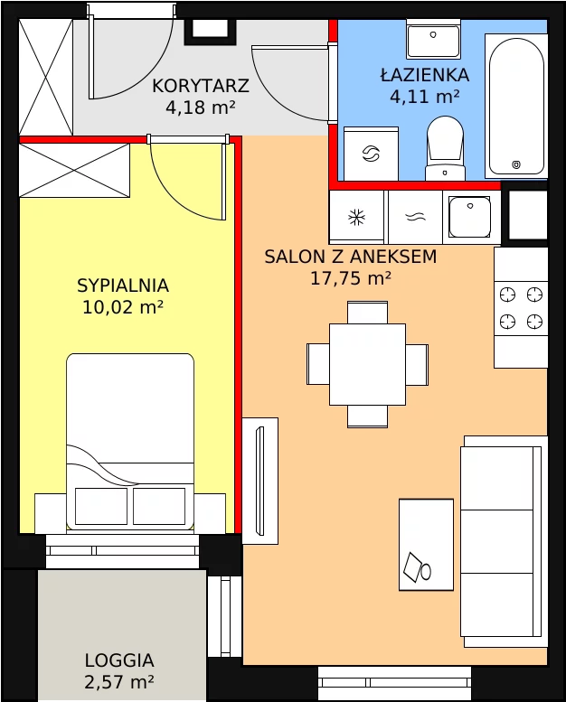 Mieszkanie 36,06 m², piętro 1, oferta nr B2-11, Galaktyczna, Gdańsk, Osowa, ul. Galaktyczna