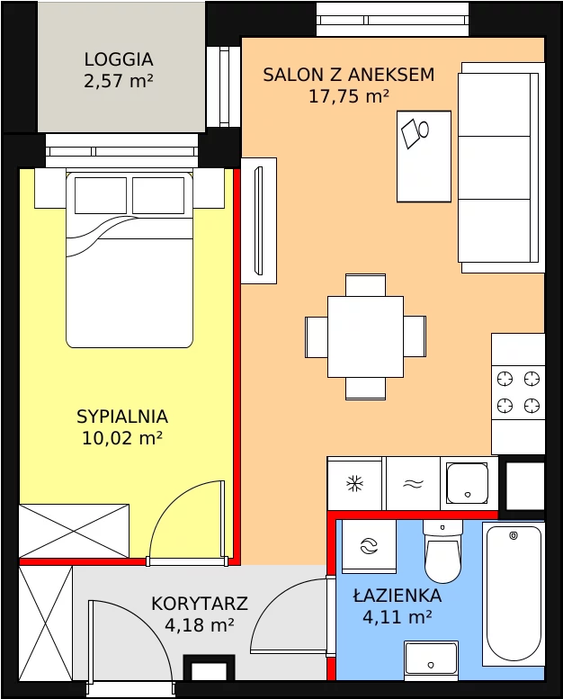 Mieszkanie 36,06 m², piętro 1, oferta nr B2-14, Galaktyczna, Gdańsk, Osowa, ul. Galaktyczna