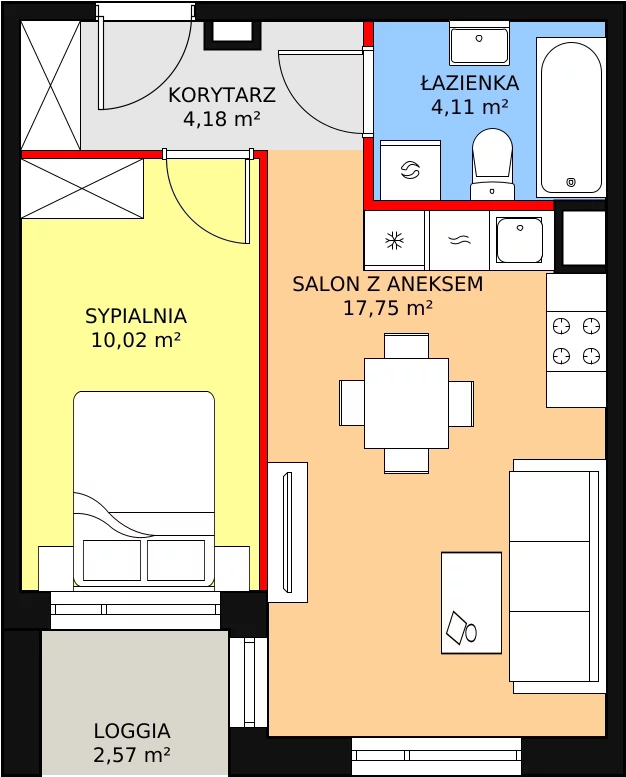 Mieszkanie 36,06 m², piętro 1, oferta nr B3-08, Galaktyczna, Gdańsk, Osowa, ul. Galaktyczna