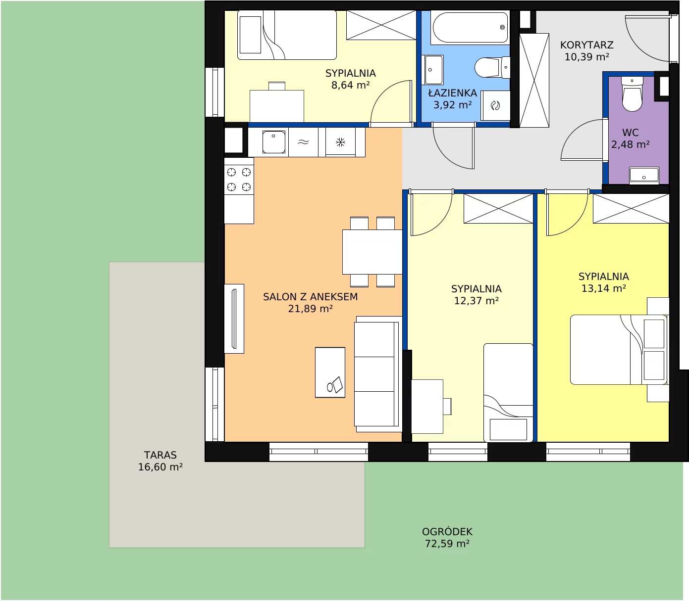 Zalety mieszkania 73.08 m², B4-04