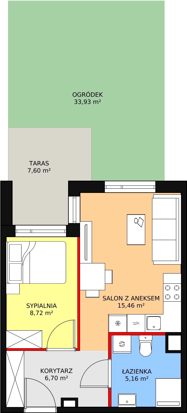 Mieszkanie 36,04 m², parter, oferta nr B4-06, Galaktyczna, Gdańsk, Osowa, ul. Galaktyczna