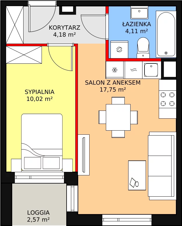 Mieszkanie 36,06 m², piętro 1, oferta nr B4-08, Galaktyczna, Gdańsk, Osowa, ul. Galaktyczna