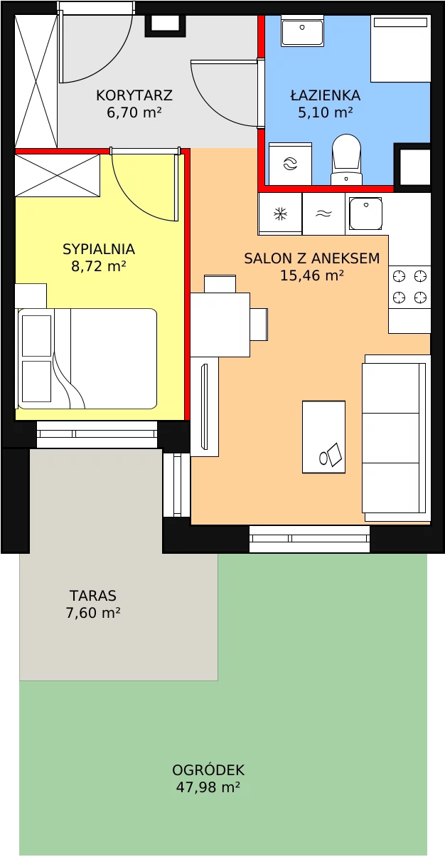 Mieszkanie 36,04 m², parter, oferta nr B5-01, Galaktyczna, Gdańsk, Osowa, ul. Galaktyczna