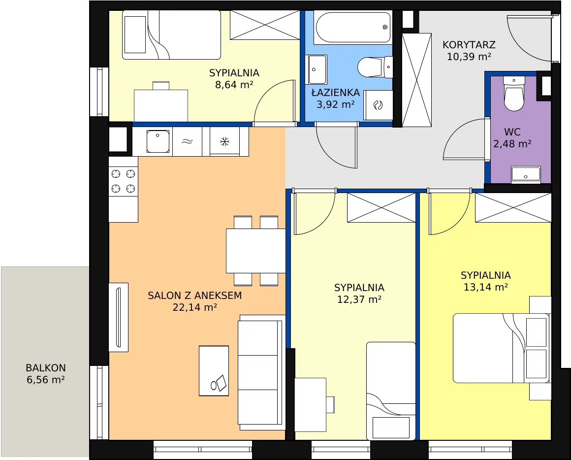 Zalety mieszkania 73.08 m², B5-12