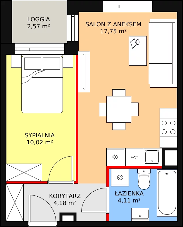 Mieszkanie 36,06 m², piętro 1, oferta nr B5-14, Galaktyczna, Gdańsk, Osowa, ul. Galaktyczna