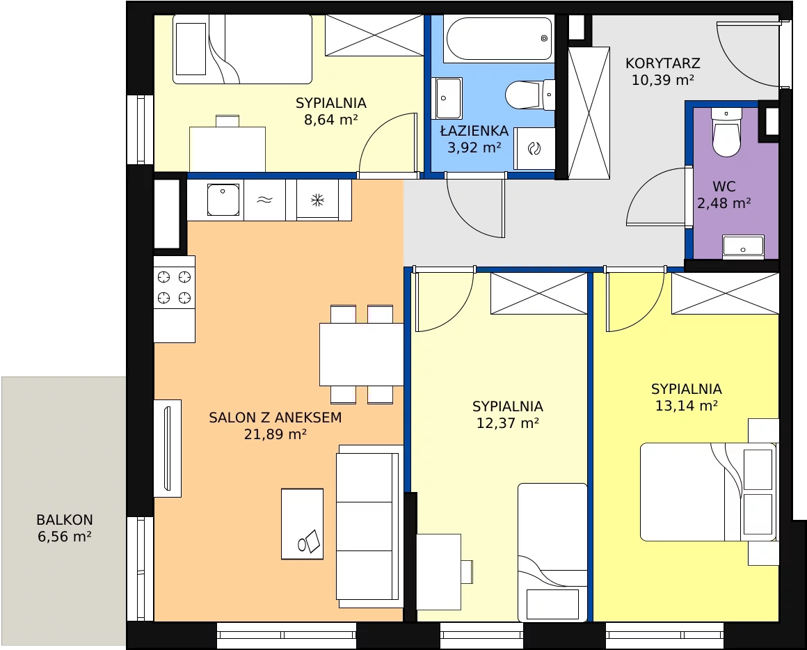 Zalety mieszkania 72.83 m², B6-12