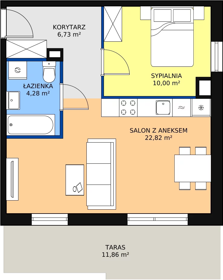 Zalety mieszkania 43.83 m², B6-17