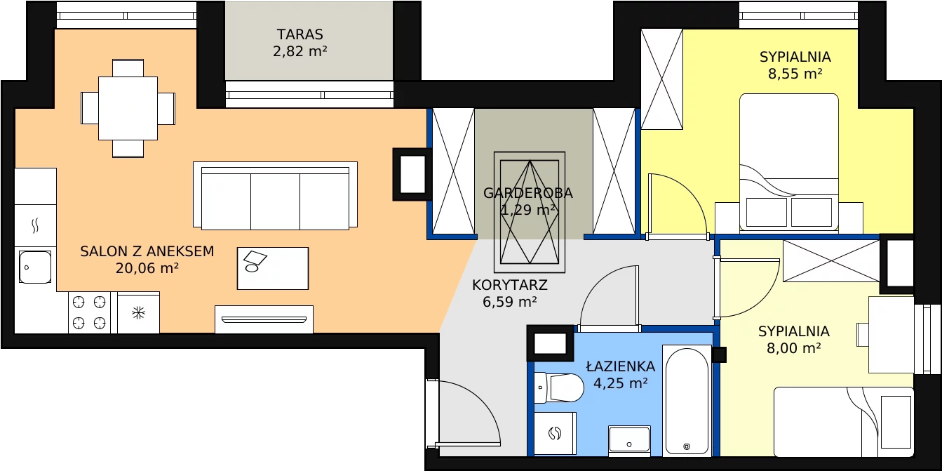 Zalety mieszkania 47.65 m², B6-21