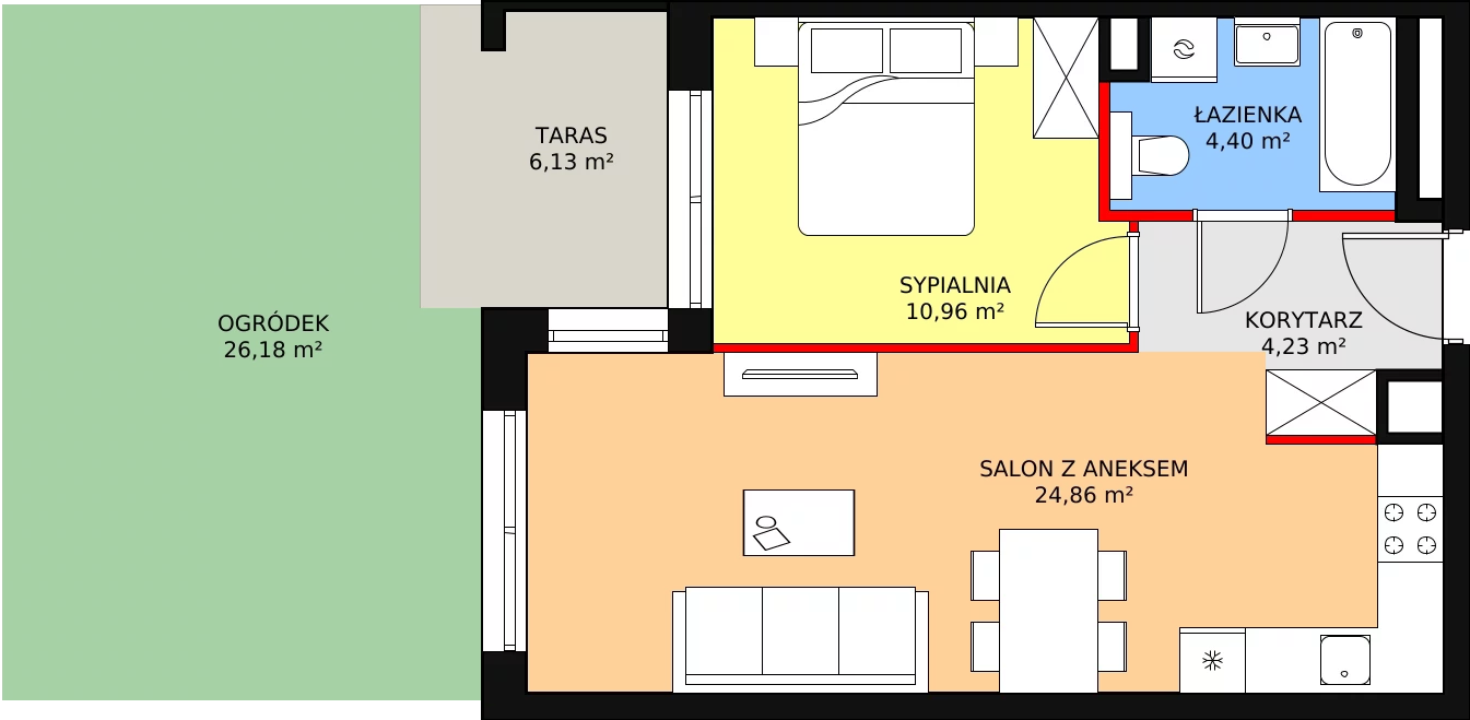 Mieszkanie 44,45 m², parter, oferta nr A.0.1, ATAL Symbioza, Gdynia, Cisowa, ul. Kcyńska