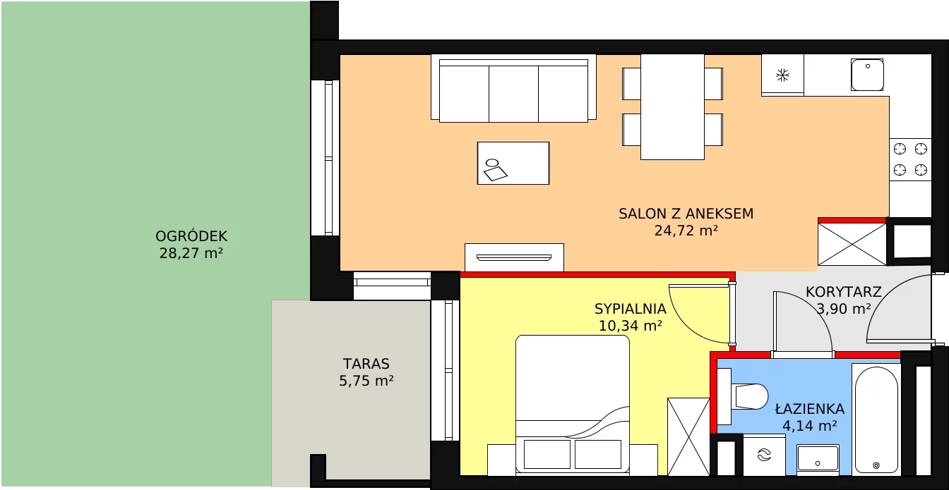 Mieszkanie 43,10 m², parter, oferta nr A.0.2, ATAL Symbioza, Gdynia, Cisowa, ul. Kcyńska