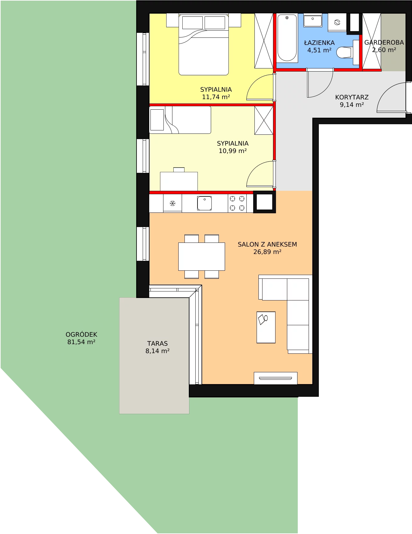 3 pokoje, mieszkanie 65,87 m², parter, oferta nr A.0.3, ATAL Symbioza, Gdynia, Cisowa, ul. Kcyńska