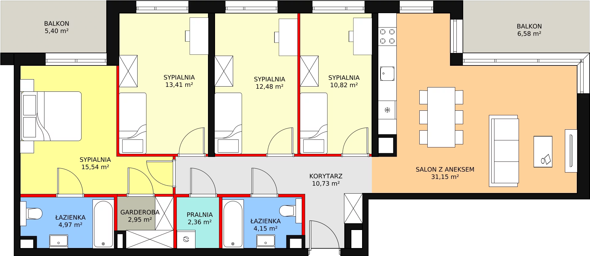 5 pokoi, mieszkanie 108,56 m², piętro 1, oferta nr A.1.1, ATAL Symbioza, Gdynia, Cisowa, ul. Kcyńska