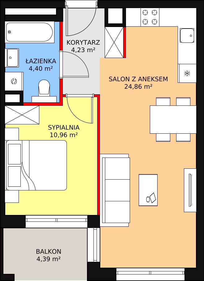 Mieszkanie 44,45 m², piętro 1, oferta nr A.1.5, ATAL Symbioza, Gdynia, Cisowa, ul. Kcyńska