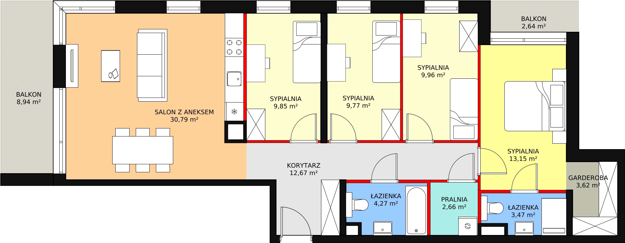 5 pokoi, mieszkanie 100,21 m², piętro 1, oferta nr A.1.8, ATAL Symbioza, Gdynia, Cisowa, ul. Kcyńska