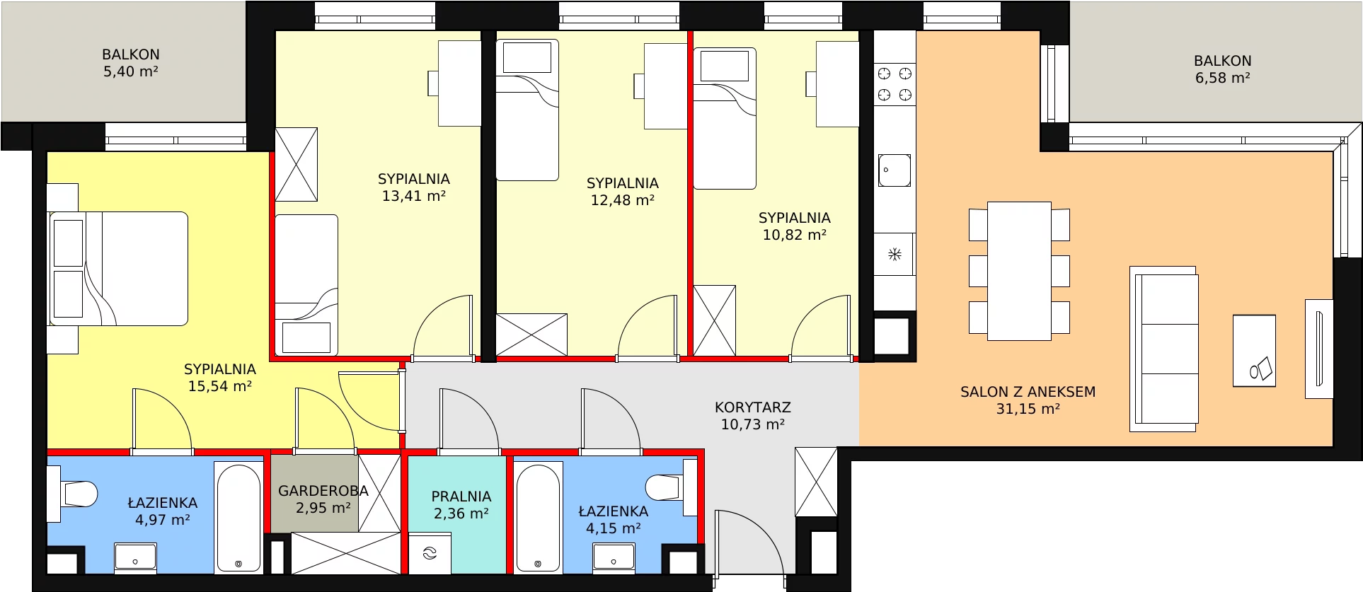 5 pokoi, mieszkanie 108,56 m², piętro 2, oferta nr A.2.1, ATAL Symbioza, Gdynia, Cisowa, ul. Kcyńska