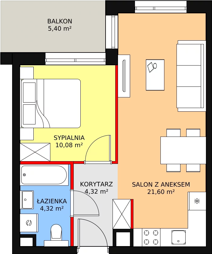 Mieszkanie 40,32 m², piętro 3, oferta nr A.3.1, ATAL Symbioza, Gdynia, Cisowa, ul. Kcyńska