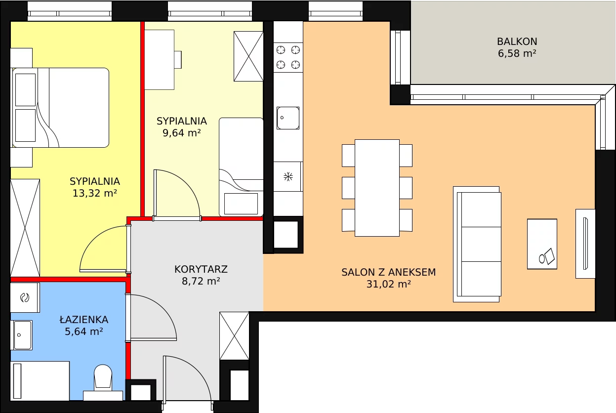 3 pokoje, mieszkanie 68,34 m², piętro 3, oferta nr A.3.2, ATAL Symbioza, Gdynia, Cisowa, ul. Kcyńska