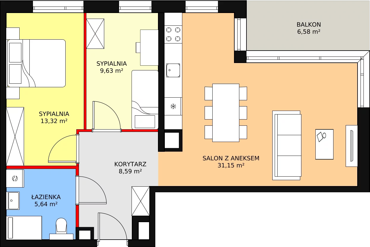 3 pokoje, mieszkanie 68,33 m², piętro 4, oferta nr A.4.2, ATAL Symbioza, Gdynia, Cisowa, ul. Kcyńska