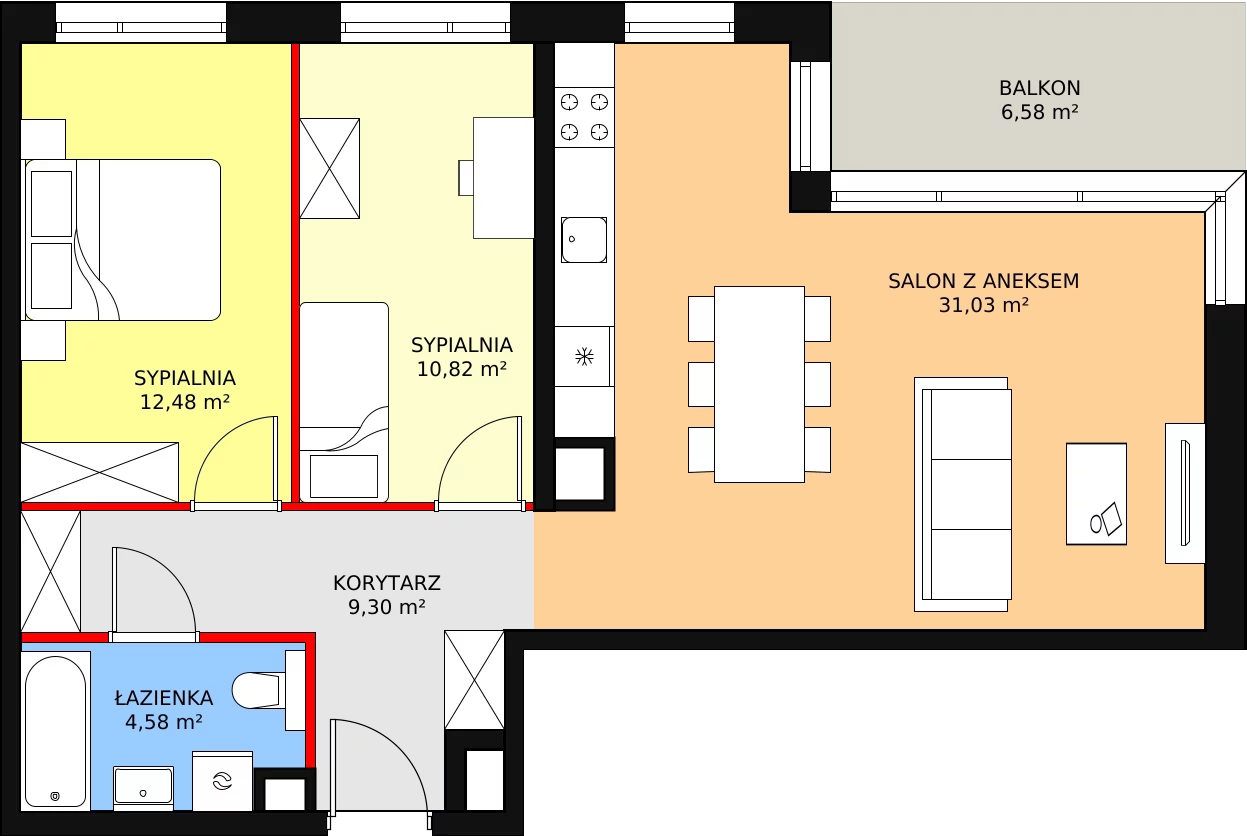 3 pokoje, mieszkanie 68,21 m², piętro 5, oferta nr A.5.2, ATAL Symbioza, Gdynia, Cisowa, ul. Kcyńska